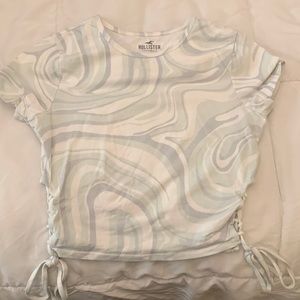 Hollister White & Green Marble Baby Tee Size S